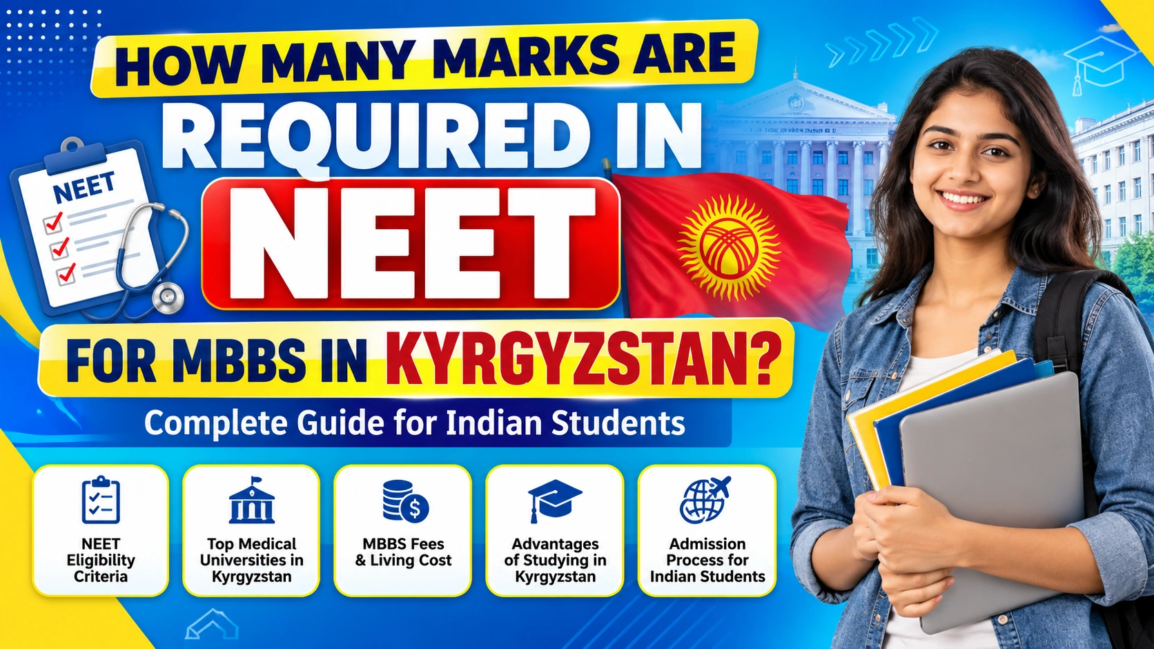 How many marks are required in NEET for MBBS in Kyrgyzstan?